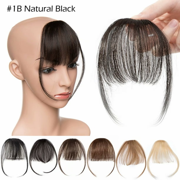 Benehair Thin Air Bangs Fringe Clip In 100% Real Remy Human Hair Extensions  Hiarpiece Invisible Front Hair Piece Women Black Soft 