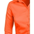thumbnail image 4 of J. METHOD Chemise Boutonnée pour Femme Manches 3/4 Col Roulé Extensible Bureau Travail Formel Décontracté Blouse Basique Haut NEWT01 Permanent Orange 4X, 4 of 6