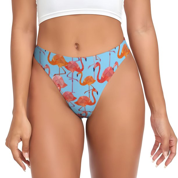 Fotbe Flamingo Tanga Sin Costuras para Mujer con Estampado – Panties Invisibles, Transpirables y Cómodos para Uso Diario-XX-Large