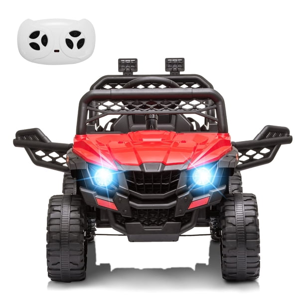 Camión eléctrico para niños 12V con control remoto parental, SUV con suspensión de resorte, luces LED, puerto AUX, reproductor MP3