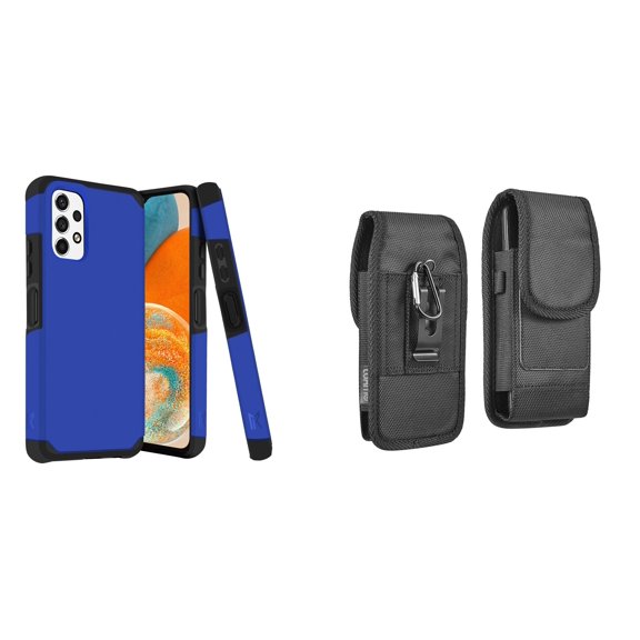 MK Armor Case for Samsung Galaxy A23 5G and Belt Holster Pouch - Blue