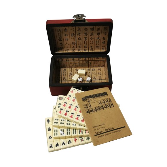 tamizeot Traditional Chinese Mahjong Set Board Game Time Game Leisure for Home Travel Single Color Single Color