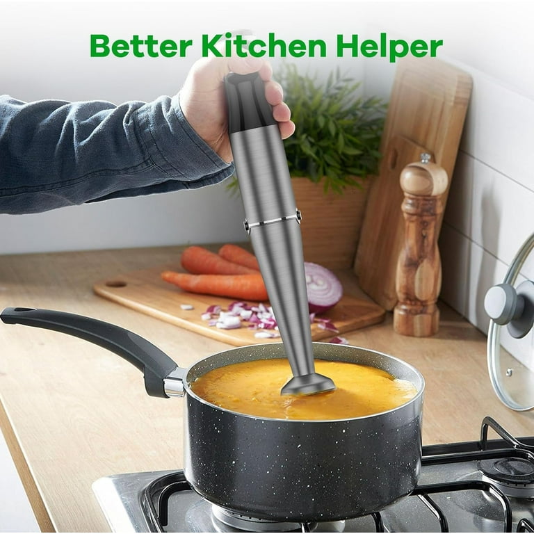 Immersion Blender Handheld Hand Blender 1100W Trigger Variable Speed 5 in 1 Stick Blender Emulsion Blender with Chopper Whisk and Frother for Soup