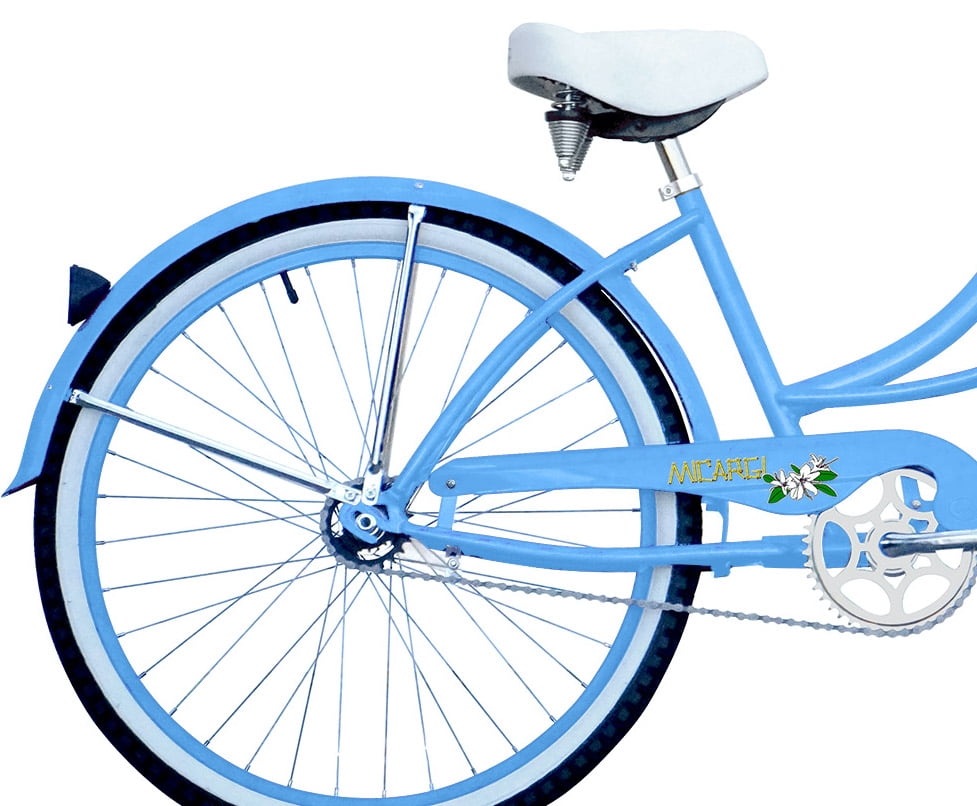 Wonder Wheels 26" Beach Cruiser Coaster Brake Stainless Steel Spokes One Piece Crank Alloy Baby Blue Rims 36H W/ Fenders - Baby Blue