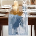 thumbnail image 3 of Table Runners 120 Inches Long Dress Scarves, Blue Brown Abstract Farmhouse Coffee/Dining/Kitchen Table Runner for Living Room, Vintage Gradient Graffiti Oil Painiting 13x120 Inch, 3 of 9