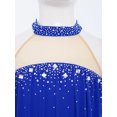 thumbnail image 3 of Manyakai Girls Ruched Mesh Dance Dress Shiny Rhinestones Draping Halter Backless Cutout Backless Skirts with Irregular Hem Royal Blue 14, 3 of 6