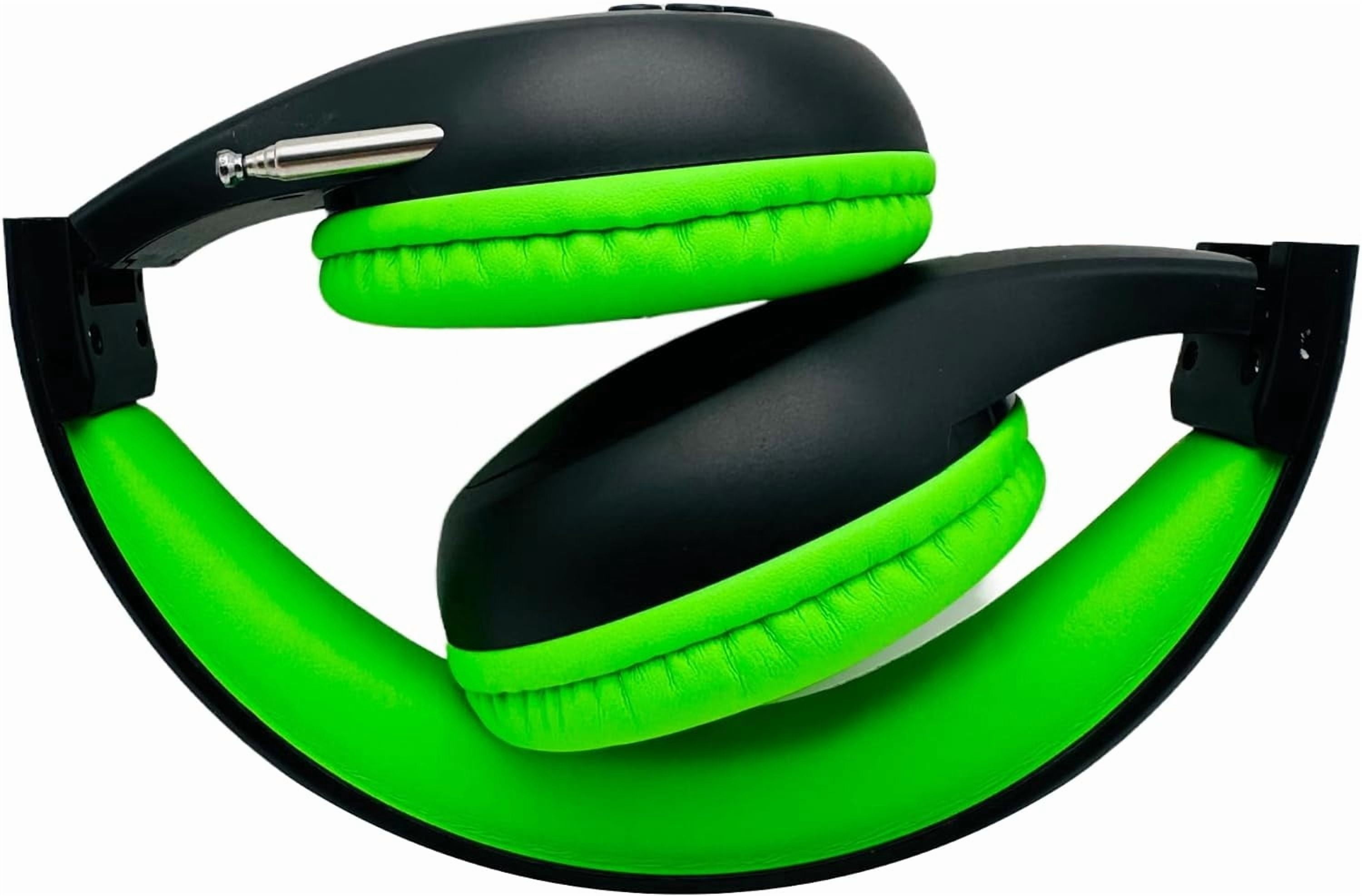 FM Radio Headphones , Great Reception, Sound Quality, Light Weight, Walking, Ease of Use, Jogging, Relaxing, School, Talk Radio, Require 2AA Batteries (Not Included) Black & Lime Green