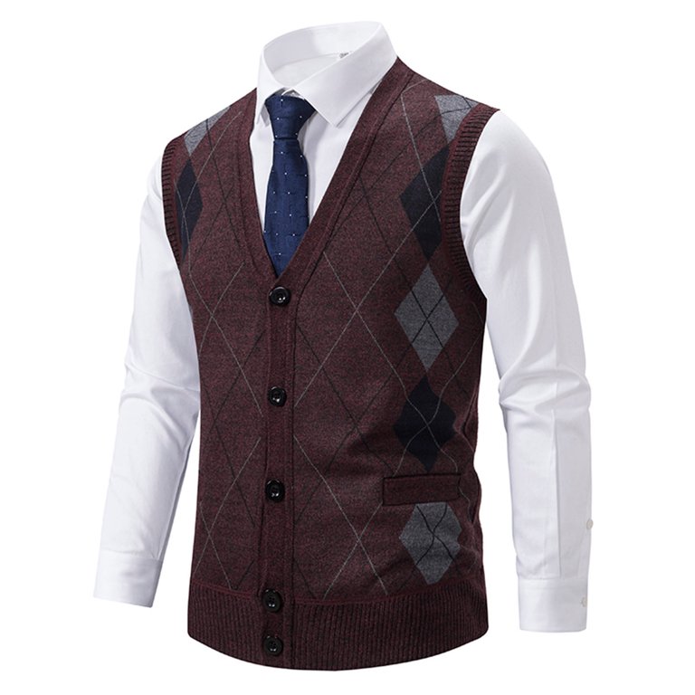 Kcodviy Mens Autumn And Winter Fashion Casual Printed Pocket Knitted Wool  Cardigan Vest Sweater Vest Plus Size Sweaters Boys Sweater Vest Mens  Sweater Vest Cute Sweaters Sweater Dresses For Men Men'S -