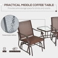 thumbnail image 4 of Outdoor Glider Chairs with Coffee Table, Patio 2-Seat Rocking Chair Swing Loveseat with Breathable Sling for Backyard, Garden, and Porch, Coffee Brown, 4 of 7