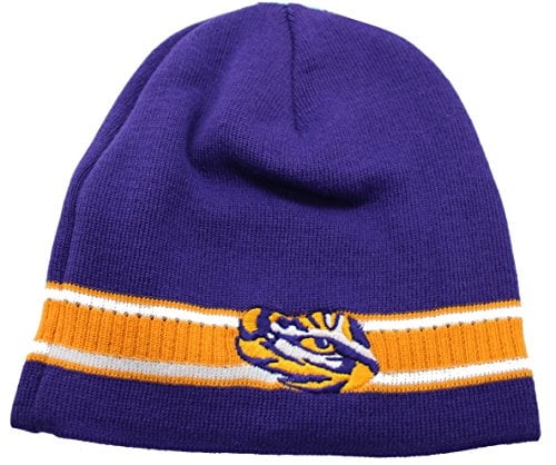 LSU Tigers Cuffless Knit Beanie Cap Purple by NCAA