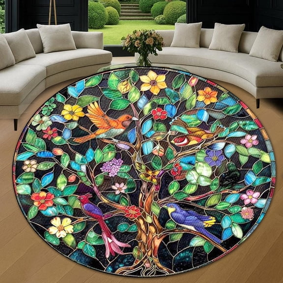 Round Area Rug, Colorful Non-Slip Floor Mat, Soft Washable Carpet for Living Room Bedroom Decor 24 Inch