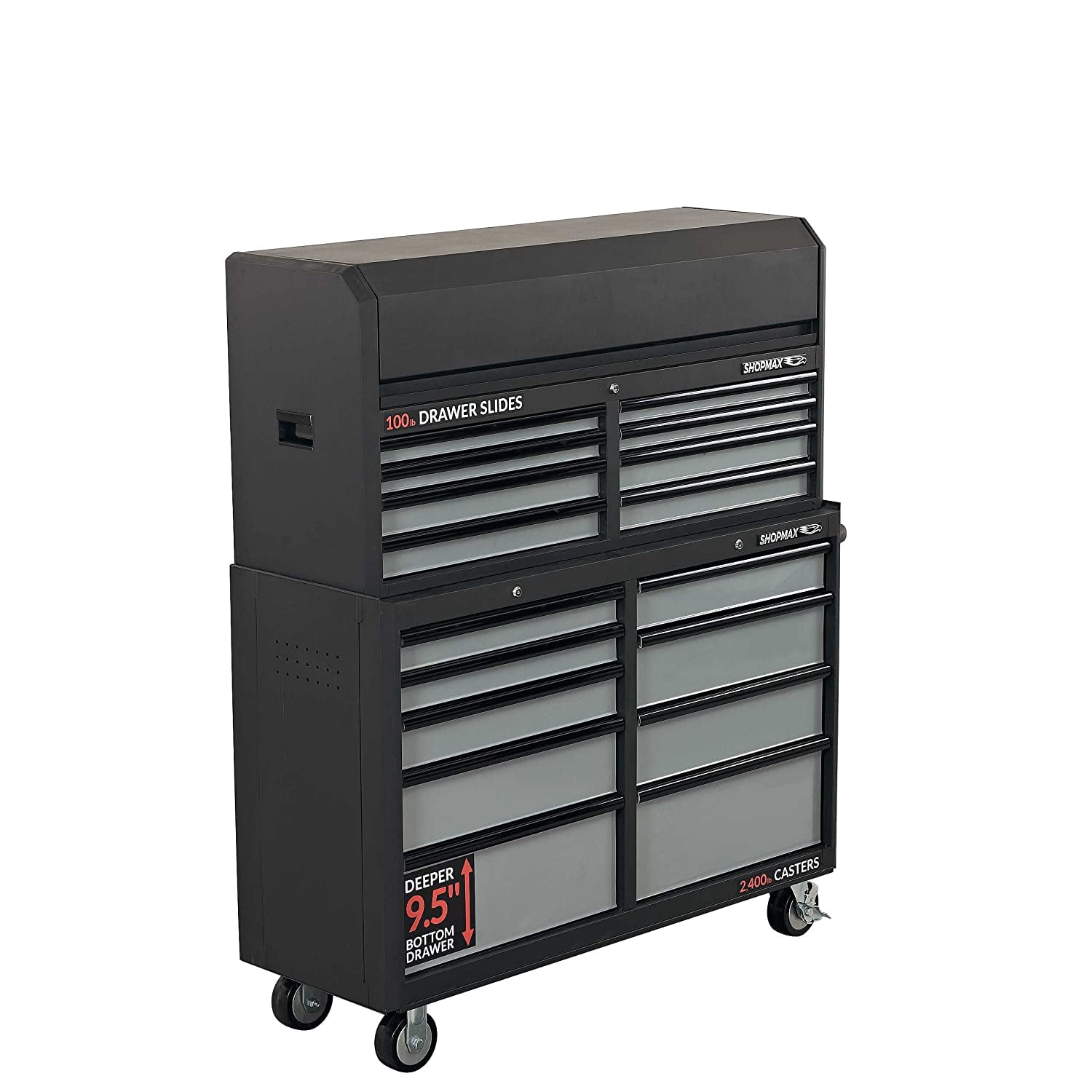 SHOPMAX, 2500 lb, 18.11" 17-Drawer Tool Chest and Rolling Cabinet Black