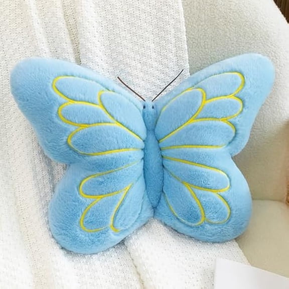 Butterfly Pillow, Sweet Cute Decorative Butterfly Shaped Throw Pillow, 15.7 x 11.8 in Soft Plush Cushion, Office Waist Lumbar Support, Nap Pillow, Blue