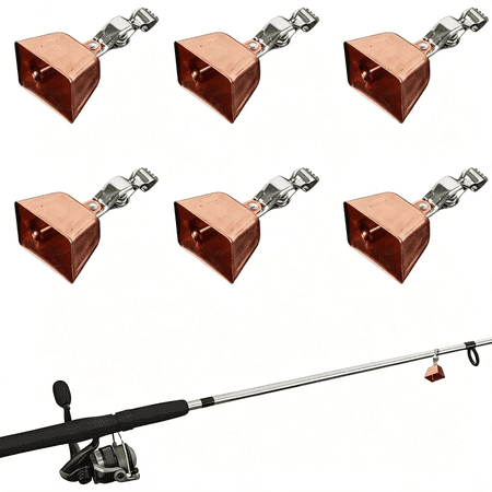 BESTSKY 6Pcs Fishing Bells for Rods Clip on Fish Pole Bell Alert Accessories Catfish Fishing Bells for Poles Durable Clip-On Rod Bell Equipment for Night Or Day Fishing