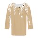 thumbnail image 5 of Blusas para las Mujeres Casual, 3/4 Manga Floral Estampado Camiseta de Moda Top Hecho de Poliéster Transpirable Suave para el Uso Diario de Primavera Otoño, Tops de Blusa para las Mujeres, 5 of 8