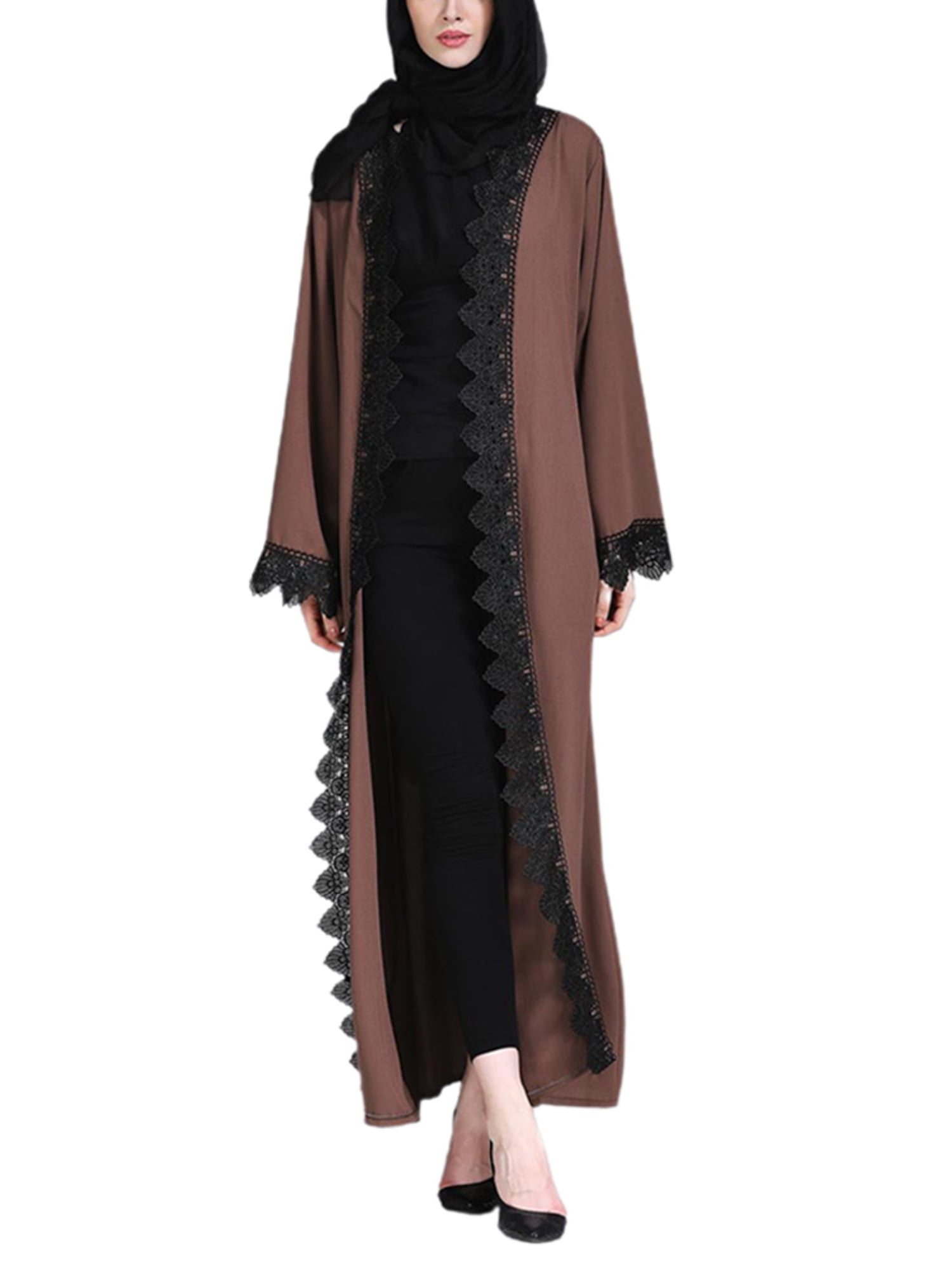 Muslim Women Cardigan Open Abaya Long Maxi Party Dress Dubai Islamic Kaftan Robe 
