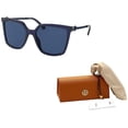 thumbnail image 2 of Tory Burch TY7146 180280 55M Transparent Navy/Blue Square Miller Sunglasses for Women+FREE Complimentary Eyewear Care Kit, 2 of 4