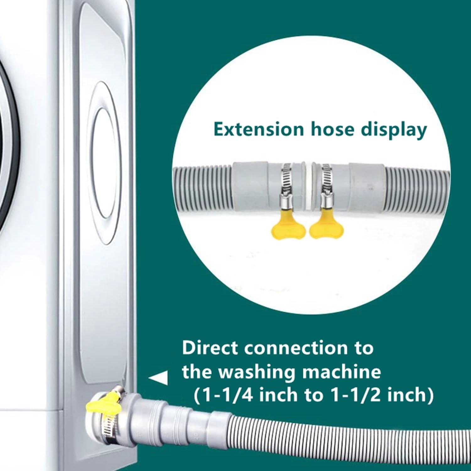 20-Ft Washing Machine Drain Hose Universal, Flexible Dishwasher & Washer Drain Hose Extension with 4 Clamps & 1 U-Bend Holder