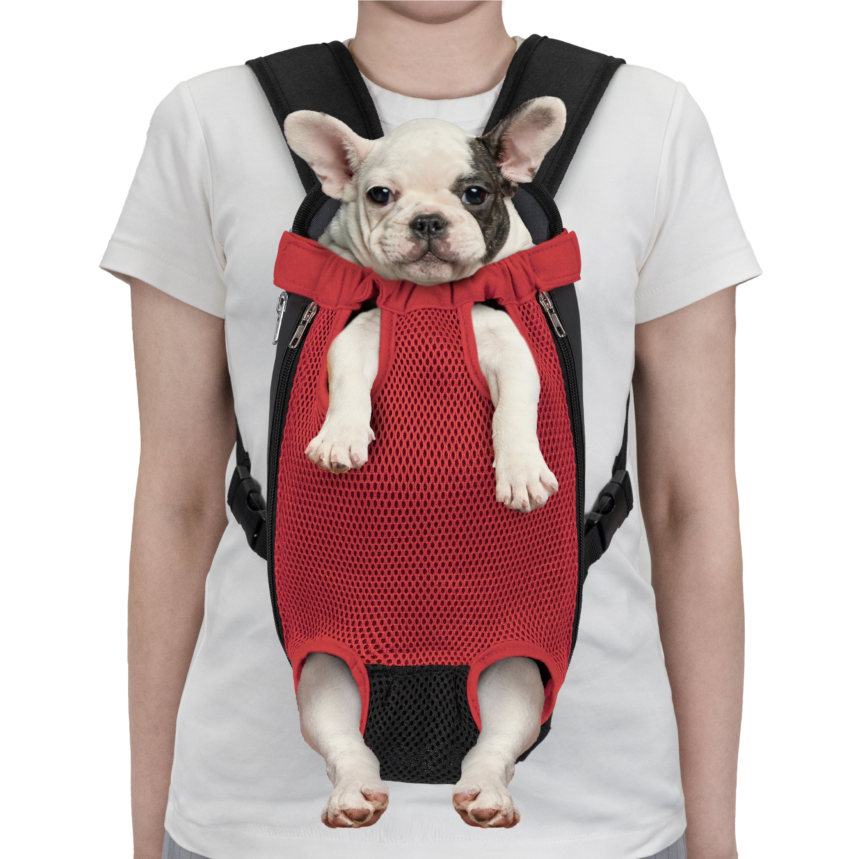 PetAmi Dog Carrier Backpack, Adjustable Dog Pet Cat Front Carrier Backpack | Ventilated Dog Chest Carrier for Hiking Camping Travel, Sling Bag for Small Medium Dog Cat Puppies, Medium, 9-13 lbs, Red