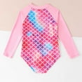 thumbnail image 3 of Kiijoy Little Girls Scale Print Quick Dry Long Sleeve Rashguard One-Piece Swimsuit, 3 of 5