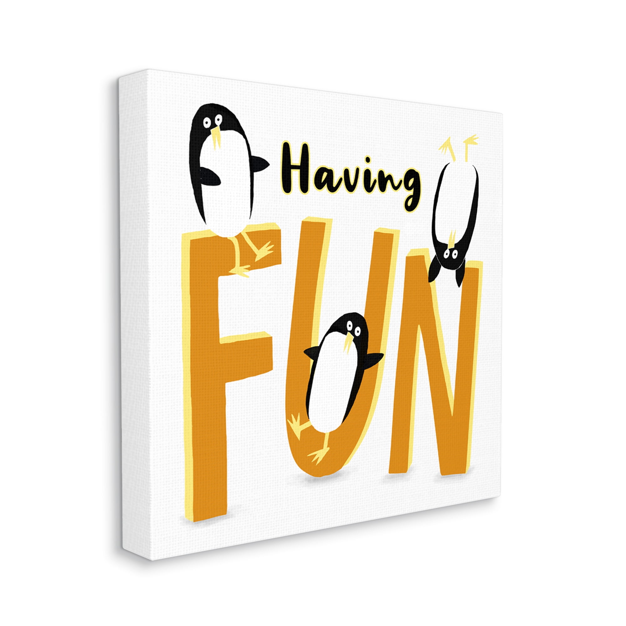 Stupell Industries Having Fun Penguins Animals & Insects Painting Gallery Wrapped Canvas Print Wall Art, 17 x 17