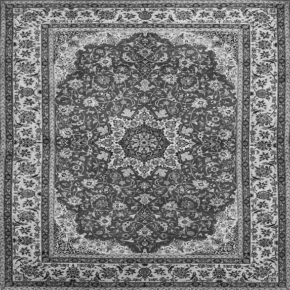 Ahgly Company Indoor Square Medallion Gray Traditional Area Rugs, 7' Square