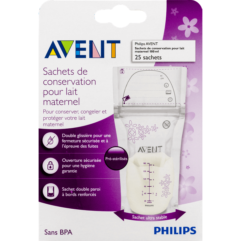 Lot de 25 sachets de conservation pour lait maternel Philips AVENT -  transparent, Puériculture