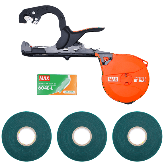 MAX HT-R45L-BUNDLE HT-R45L Tapener Lightweight Plant Tying Tool Bundle with Tape and Staples