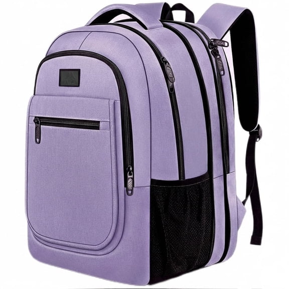 Matein Anti-theft Travel Backpacks for Adults Expandable 15.6 inch Laptop Backpack with Two-way Zippers, Purple