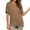 Khaki, variant on Ohufall Womens Tops! Women's Fashion Casual T-shirt Solid V-neck Sleeve Side Pleated Top Short Sleeve Blouse