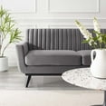 thumbnail image 7 of Tufted Loveseat Sofa, Velvet, Grey Gray, Modern Contemporary Urban Design, Living Lounge Room Hotel Lobby Hospitality, 7 of 7