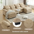 thumbnail image 4 of JONPONY 110.63" U Shaped Couch, 4 Seat Sectional with 4 Throw Pillows, Convertible Upholstery Symmetrical Sofá,High Dense Memory Foam with Double Chaise Lounge &Memory Foam for Living Room, Khaki, 4 of 10