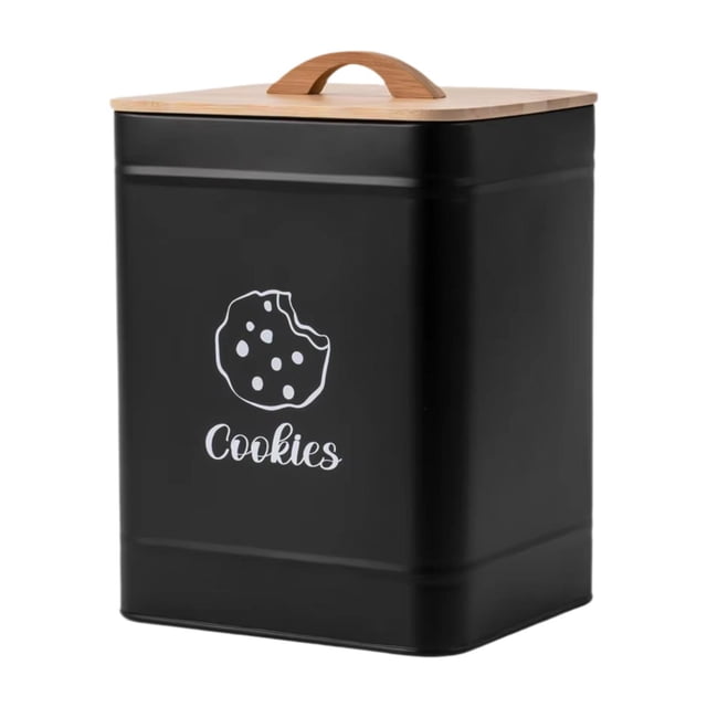 jifeng Pot à Biscuits Boîte de Rangement pour Cuisson Récipient de Stockage Alimentaire pour Farine Café Garde-Manger Noir