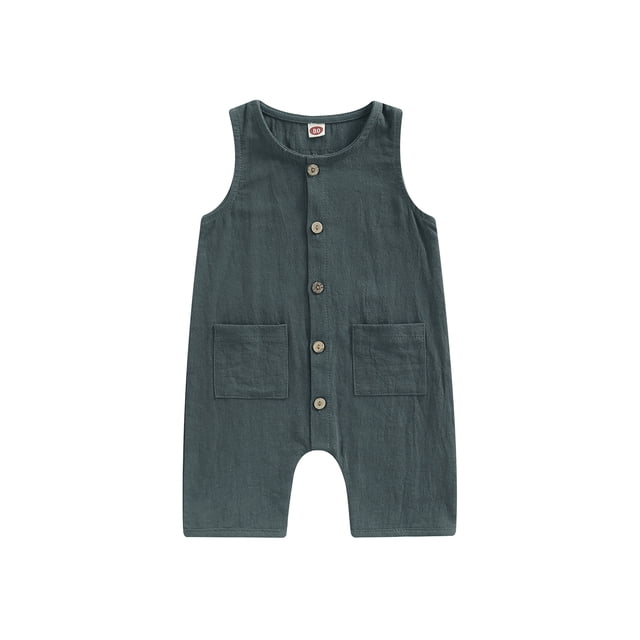 Faithtur Combinaison pour Bébé Garçon Fille, Col Rond Sans Manches Boutonnée une Pièce pour Tout-Petit de 0-3 Ans