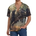 thumbnail image 7 of Lsque Jungle Dinosaur print Men's Cuban Collar Short Sleeve Shirt Summer Beachwear Casual Button Down Fashionable Vacation Leisure Shirt-XX-Large, 7 of 7
