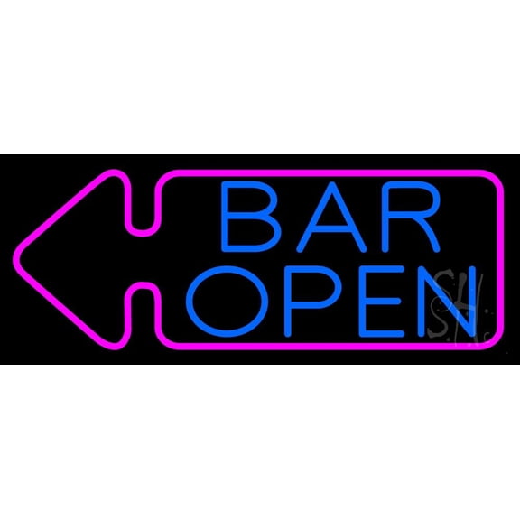 Bar Open With Arrow LED Neon Sign 13 x 32 - inches, Clear Edge Cut Acrylic Backing, with Dimmer - Bright and Premium built indoor LED Neon Sign for Bar decor.