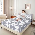thumbnail image 3 of Castle Fairy Mid Century Split Circle Bed Sheets 4-Piece,Minimalist Curved Full Size Sheets,Gray White,1 Flat Sheet, 1 Fitted Sheet and 2 Pillowcases, 3 of 7