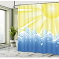 thumbnail image 5 of Ambesonne Summer Shower Curtain, Vector Sun Wavy Sea, 69"Wx84"L, Yellow and Blue, 5 of 5