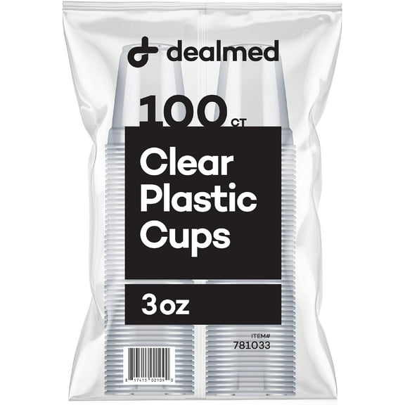 Dealmed Professional 3 oz. Disposable Plastic Cups - 100% Recyclable for Healthcare, Dental, Veterinary & Food Service Use (Pack of 100)