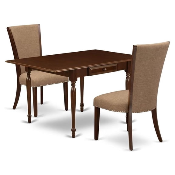 East West Furniture Monza 3-piece Wood Kitchen Set in Mahogany