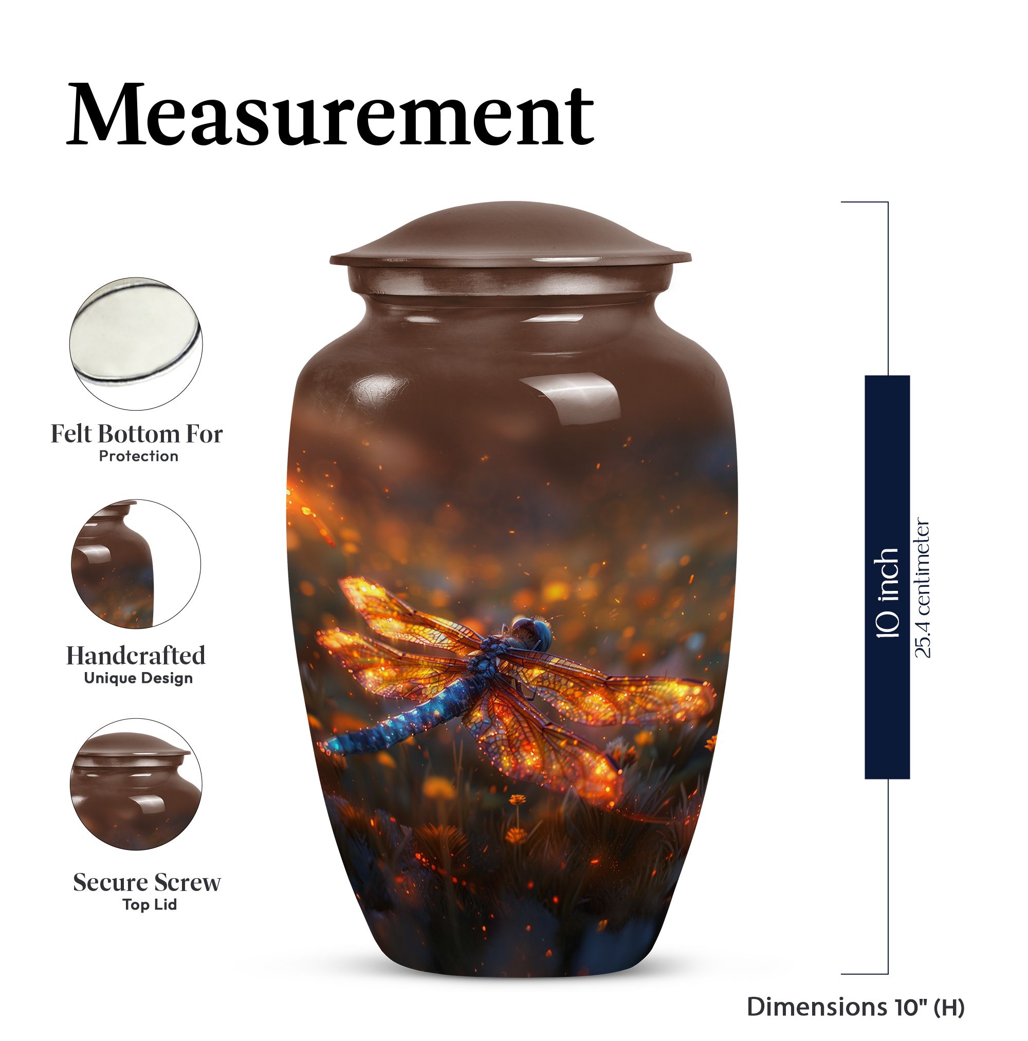 Fiery Dragonfly Dreams Unique Urns For Human Ashes - Cremation Urn Human Ashes - Urn For Ashes For Women & Men - Urns For Human Ashes Large Adult - Urns For The Ashes (Size -10inch)