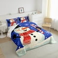 thumbnail image 3 of Manfei Happy Christmas Queen Comforter Set,Cartoon Snowman Bedding Sets,White Red Blue Bedding Comforter Set For Boys Kids,Microfiber Bedroom Decor Reversible,3-Piece, 3 of 8