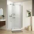 thumbnail image 7 of 36" W x 72" H Neo-Angle Frameless Shower Door,Corner Shower Enclosure 304 Stainless Steel Handle,Pivot Shower Door with 1/4 in(6mm) Thick Tempered Clear Glass (Shower Base Not Included) Chrome, 7 of 7