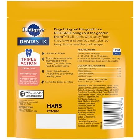 PEDIGREE DENTASTIX DENTAL CHEWS FOR DOGS, SMALL AND TOY BREED, BEEF FLAVOR, 5.7 OZ. BAG