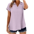 thumbnail image 1 of Camisetas de Manga Corta Extra Larga para las Mujeres Blusa con Cuello en V Azul Claro, 1 of 8