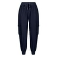thumbnail image 6 of Puntoco Pants for women Pants for Women Baggy Cargo Pants Drawstring Trousers Low Rise Loose Jogger Sweatpants Dark Blue 2(XS), 6 of 8
