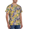 thumbnail image 2 of Bixox Men's Lavender Flowers Printed Short Sleeve Skinny Athletic T-Shirt, 2 of 6