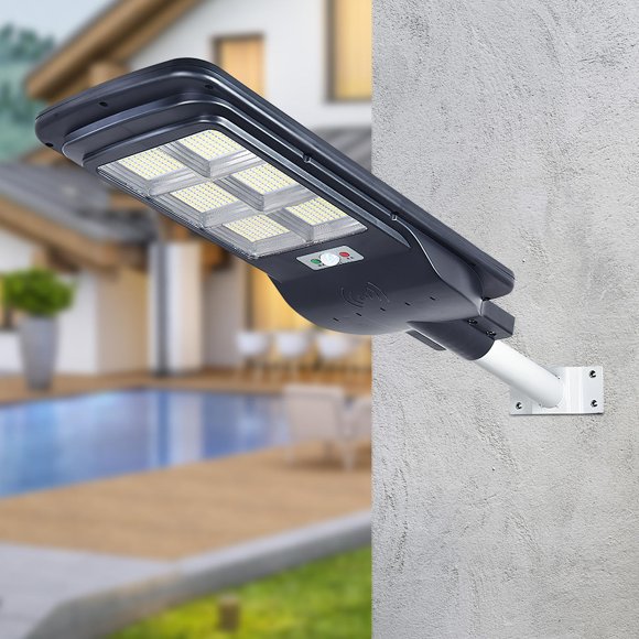 PTOOTP Bras de Lumière Solaire Poteau de Lampe de Rue Acier Blanc 1 Ensemble