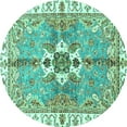 thumbnail image 1 of Ahgly Company Indoor Round Abstract Turquoise Blue Modern Area Rugs, 7' Round, 1 of 4