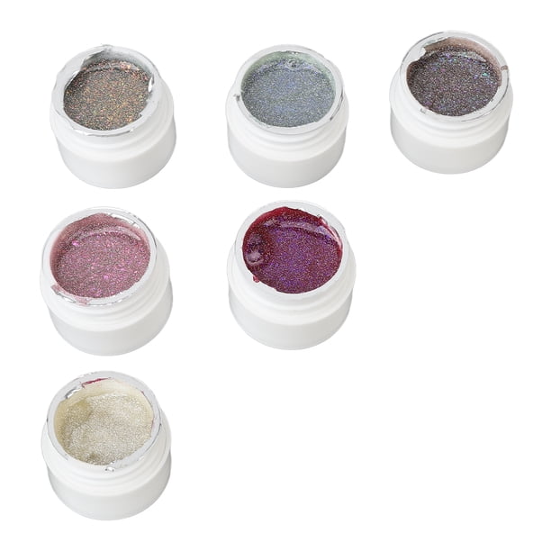 M Buder Set de Esmalte de Uñas en Gel Brillante 6 Colores Holográficos Kit de Esmalte en Gel UV Remojable para Mujeres y Niñas Salón de Belleza y Manicura